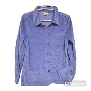 Appleseeds Blue Corduroy Button Up Shacket Women’s M Fall Layer